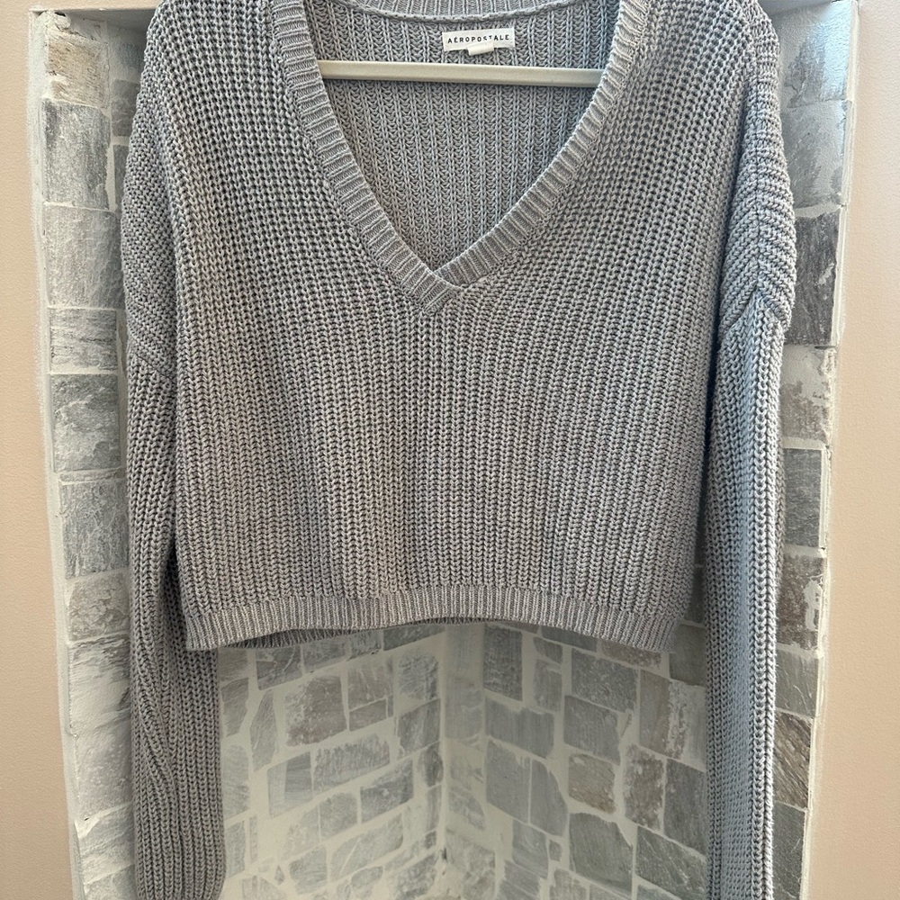 Aeropostale Gray V-Neck Sweater